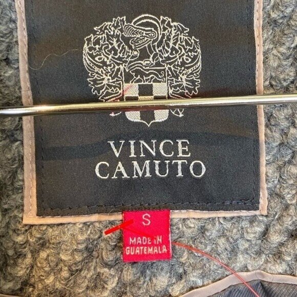 Vince Camuto Wool Blend Women's Jacket Size S Faux Leather Sleeve Mock Neck Gray - Picture 13 of 13